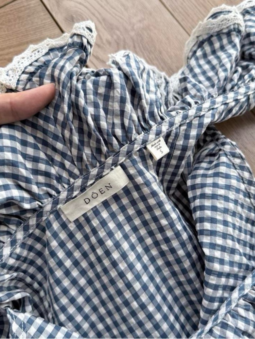 DOEN Sora Dress in Blue Gingham - Picture 6 of 7